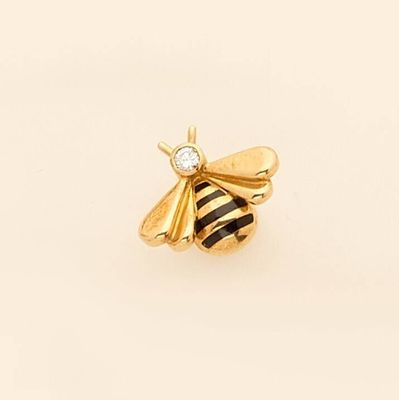 a close up of a bee with a diamond on it ' s back
