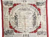 une écharpe rouge et blanche sur laquelle est représentée une carte du monde