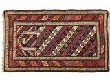 an old rug with geometric design on a white background