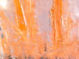 an abstract painting of orange and grey colors
