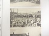 two pictures of an old photo of people and animals