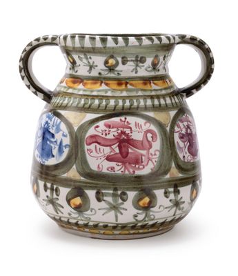 an image of a vase with a handle on a white background