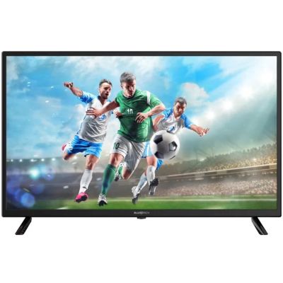 un téléviseur noir sur lequel est diffusé un match de foot