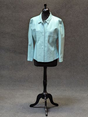 BANDFIELD : blouson en cuir vert amande taille 38 (état d'us…