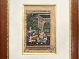 une peinture représentant un homme et une femme assis sur un canapé
