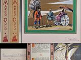 quelques vieux livres et une photo d'un homme avec une calèche