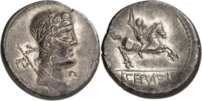 a close up of a coin with an image of a man on a horse