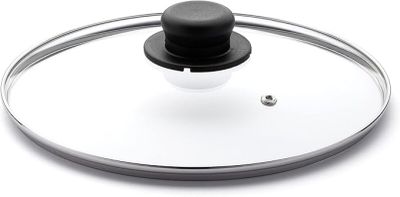 un couvercle en verre muni d'un bouton noir