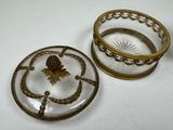 pair of antique brass and glass ashtrays with pineapple decoration