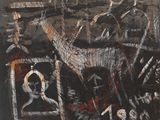 an image of a painting of a dog and a cat in a room