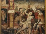 une image représentant un tableau où l'on voit un homme à cheval, entouré d'autres personnes