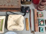 a table with a lot of different items on it