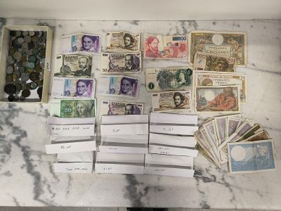 a lot of different stamps on the counter top