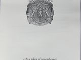 a black and white photo of a book with a picture of a crown on it