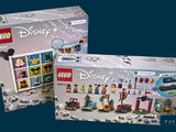 two boxes of legos are shown on a blue background