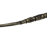 an old dagger with a long handle on a white background