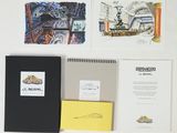 many different types of stationery on a white surface