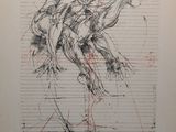 an image of a drawing of a man riding a horse