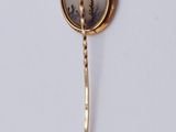 a picture of a gold broochle pin with a flower in it