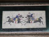 a picture of a picture of two men riding horses