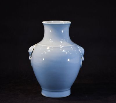 un vase blanc posé sur une surface noire