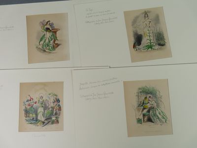 several pictures of a woman in a green dress and a man in a white shirt