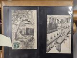 two pictures of a train that are on the wall