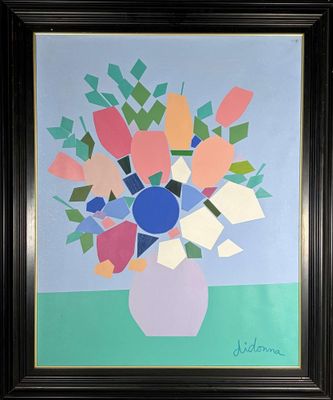 une image d'un tableau représentant un vase contenant des fleurs