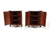 pair of art deco walnut cabinets with marble tops