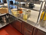 a kitchen with a lot of stainless steel counter tops