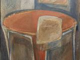 an image of a painting of a table and chairs in a room