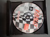 a black and white checkered cd in a black case