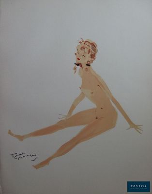 a drawing of a nude woman sitting on the floor