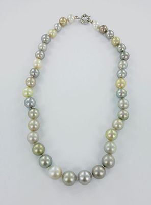 un collier de perles multicolores sur fond blanc
