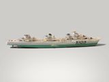 a model of a ship on a white surface