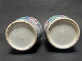 pair of chinese blue and white vases with floral designs
