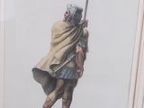 framed picture of a man with a sword in his hand