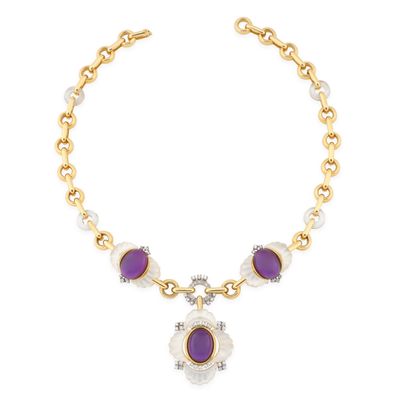 Important collier en or jaune et gris 750‰ à maillons ronds …