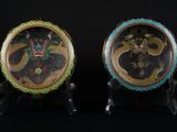 paire de cloisons chinoises représentant un dragon et un singe