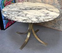 Table ronde de salle à manger piètement laiton anciennement … (photo 4)
