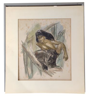 an image of a painting of a woman sitting on a surfboard