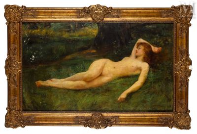 une image représentant un tableau où l'on voit une femme nue allongée dans l'herbe