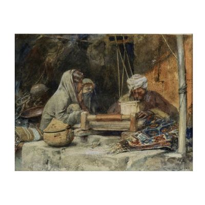 une image représentant un tableau où l'on voit un homme et une femme dans une grotte