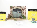 a picture of a set of three items that include a door, a fence, and a box of metal