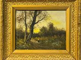 une image d'une peinture représentant un arbre dans un champ