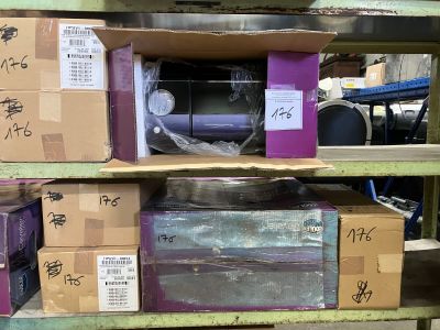 many boxes on the shelf in the warehouse