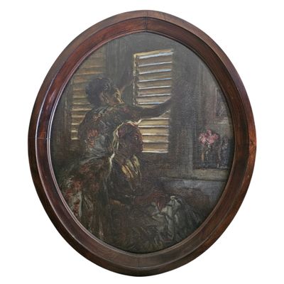 une image d'un tableau représentant une femme assise sur une chaise