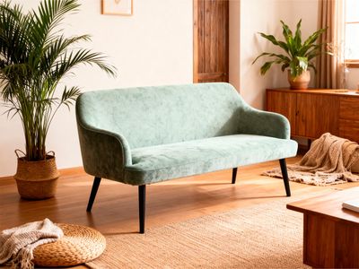 Lot DE 2 Canapes 125x61x79cm Vert Sauge Velours