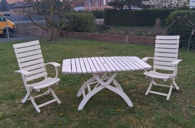 salon de jardin en bois pliable vintage 3 positions de régla…