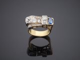 an art deco diamond and sapphire ring